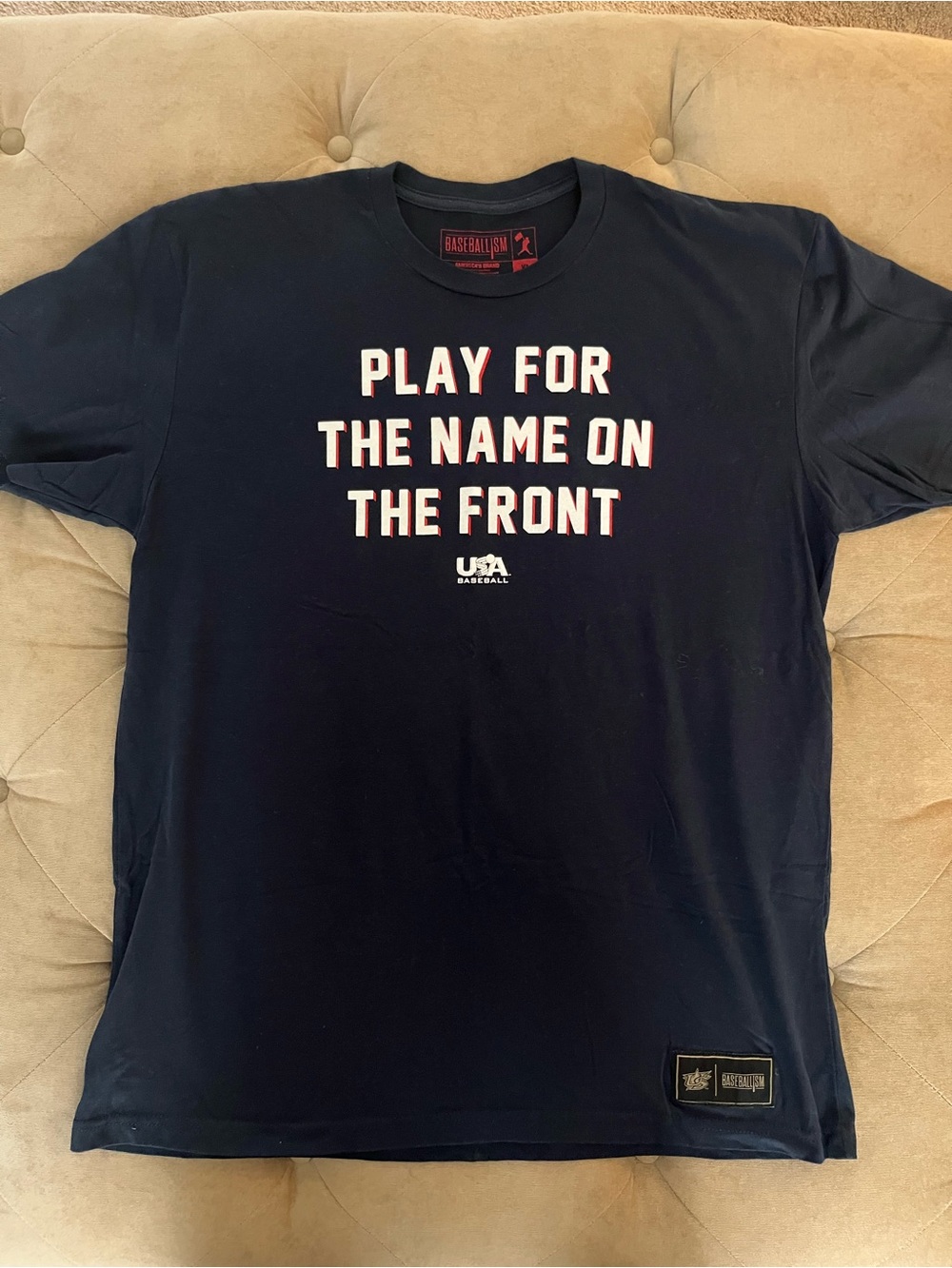 Baseballism USA Baseball "Play For The Name On The Front" Navy Graphic Tee